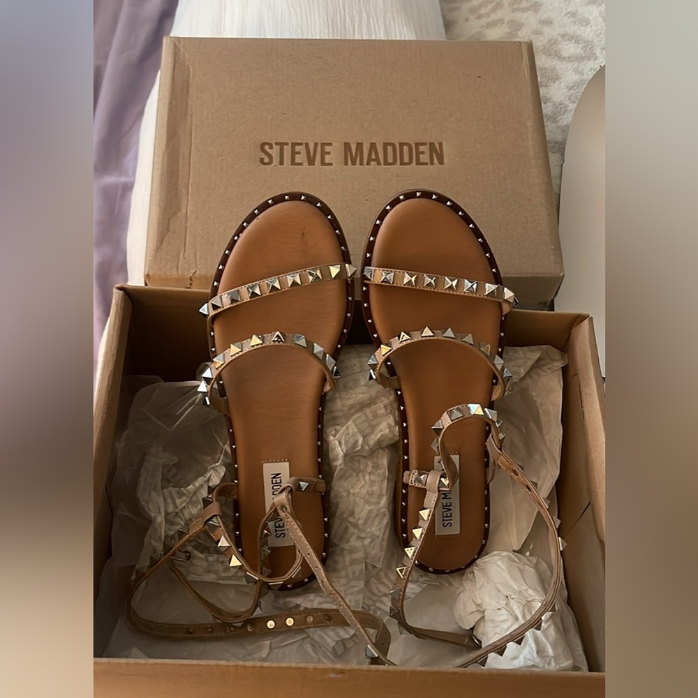 Steve Madden Brown Studded Strappy Sandals